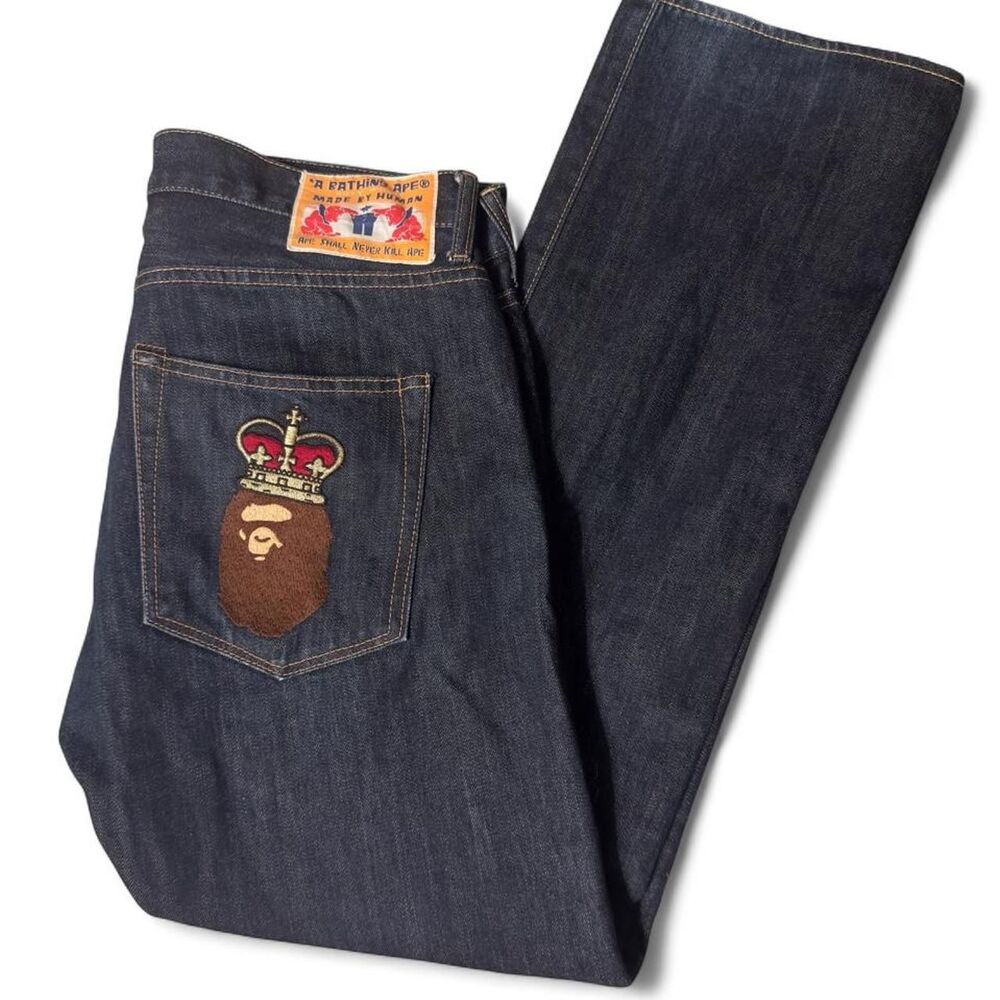 (2004-2007) BAPE Crown Ape Selvedge Jeans - Indigo - M